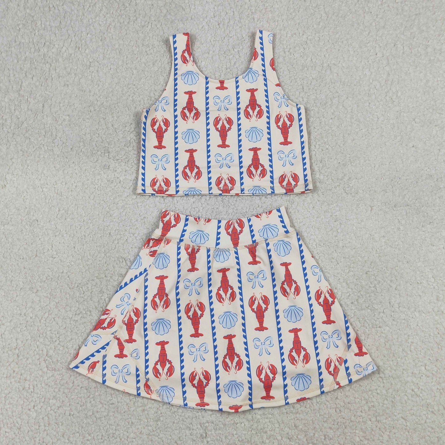 4.11 RTS NO MOQ （In stock ）Sleeveless baseball bow kids girls summer activewear set