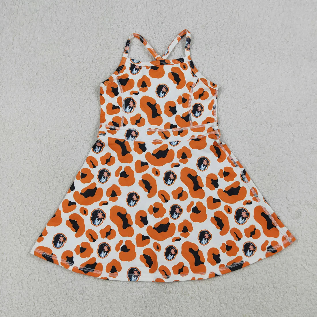 3.20 RST Sibling Baby Girls Strap Leopard Team Yoga Active Short Team Knee Length Dresses