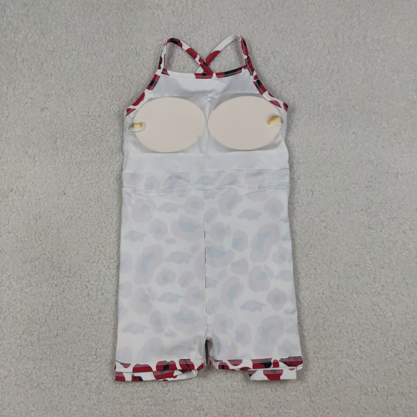 3.24 RTS NO MOQ （In stock）GSD3636 Kids Fashion Clothes Baby Girls Strap Red Leopard Arkansas Team Yoga Active Shorts Knee Length Dress