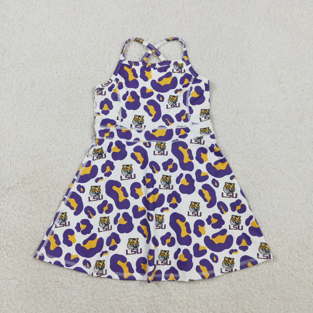 3.20 RST Sibling Baby Girls Strap Leopard Team Yoga Active Short Team Knee Length Dresses