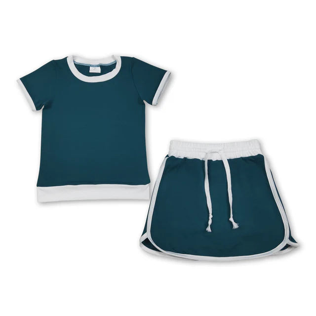 RTS Sibling Baby Girls Short Sleeve Shirts Top Skirt Short Cotton Clothes Sets