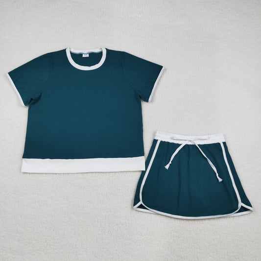 3.30 RTS NO MOQ （In stock）GSD3673 Short sleeves cotton top skirt adult women outfits