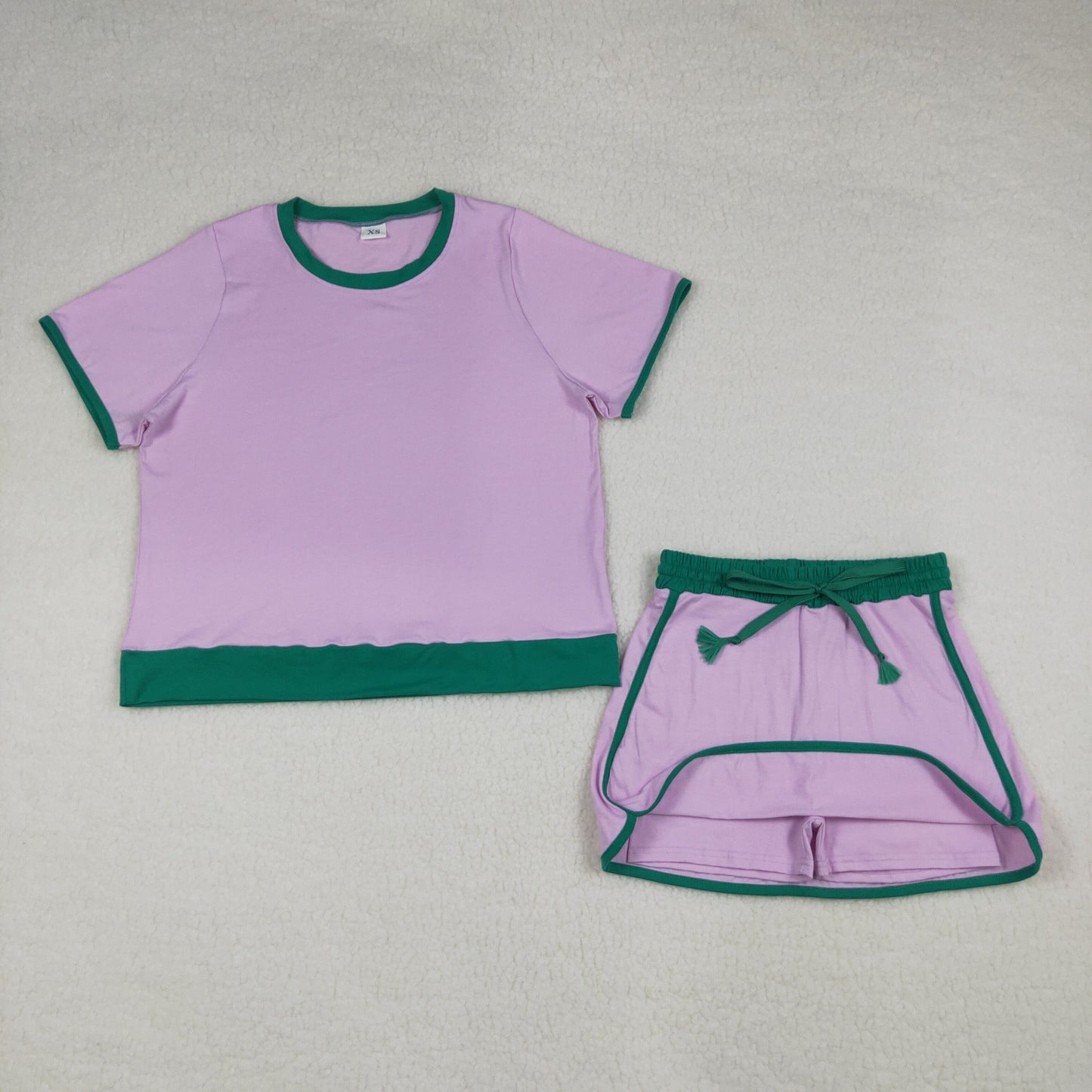 4.13 GSD3675 RTS NO MOQ （In stock）Pink green cotton top skirt adult women outfits