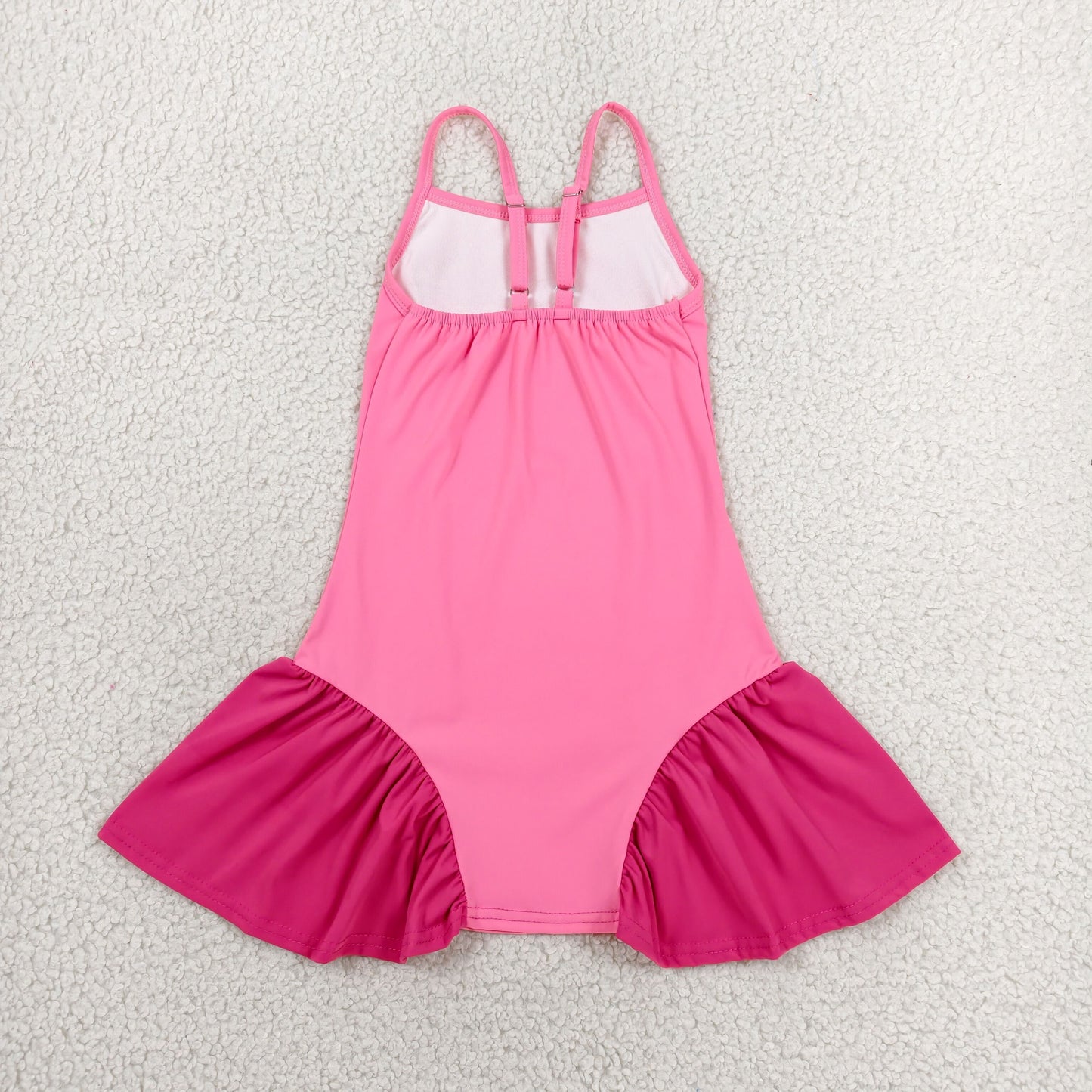 GSD3688RTS NO MOQ （In stock） Straps pink patchwork kids girls summer athletic dresses