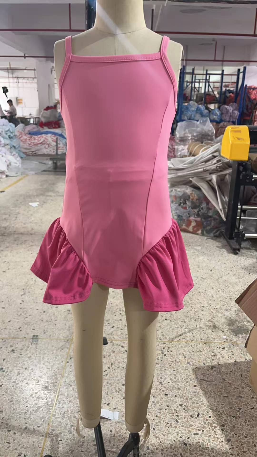 4.26 GSD3688 Sample No Moq Straps pink patchwork kids girls summer athletic dresses