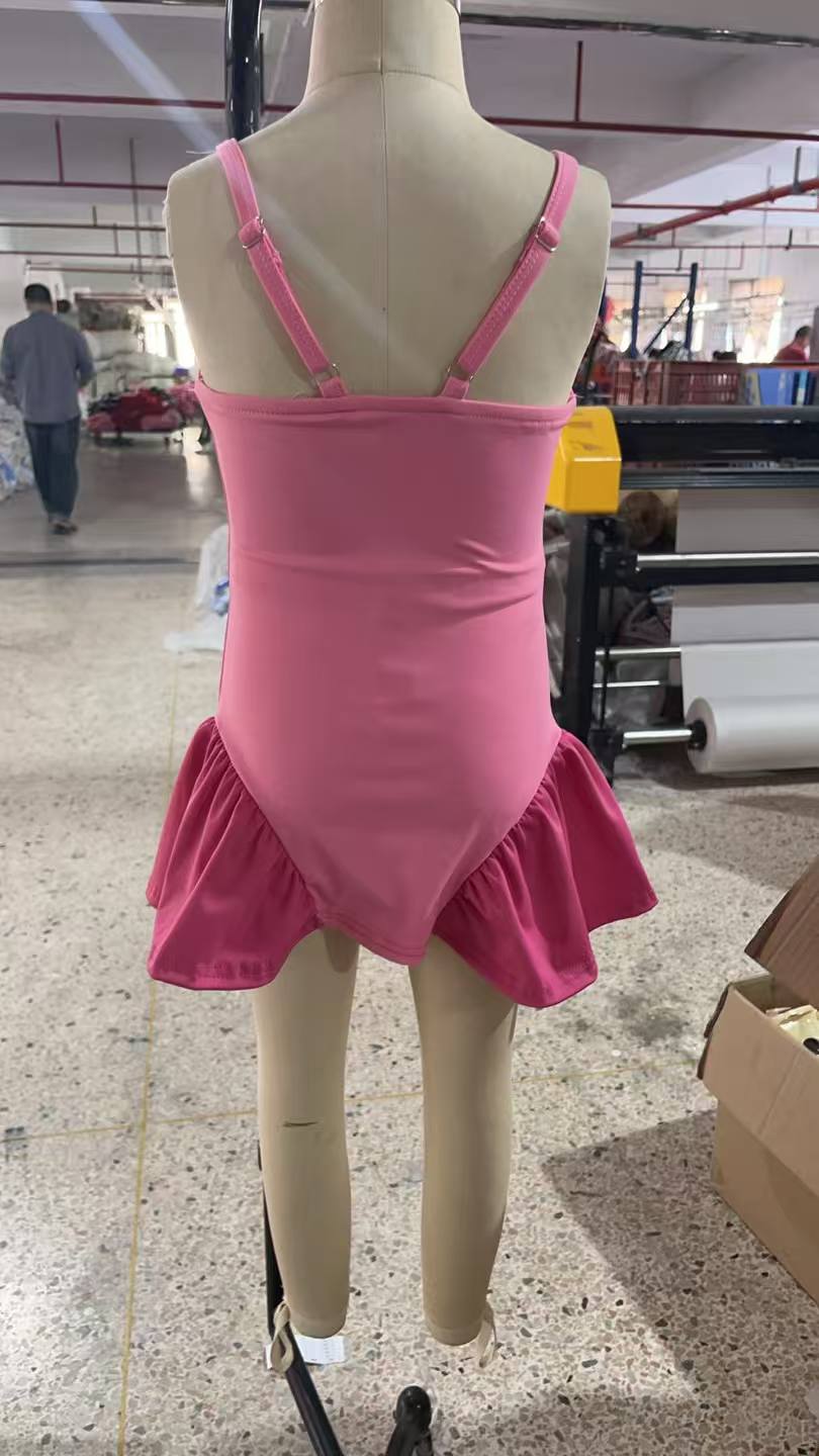 4.26 GSD3688 Sample No Moq Straps pink patchwork kids girls summer athletic dresses