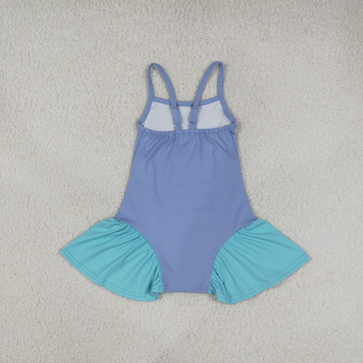 RTS NO MOQ （In stock）yoga fabric GSD3693 Baby Girls Blue Strap Yoga Active Shorts Knee Length Dress