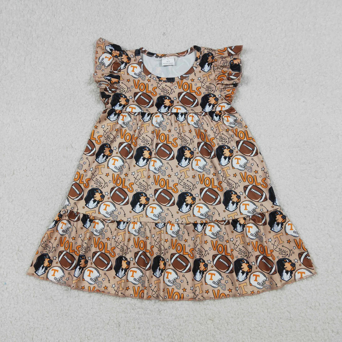 3.26 RTS Sibling Baby Boys Girls Summer Footballs Vols Team Knee Length Dress Button Shirts Top