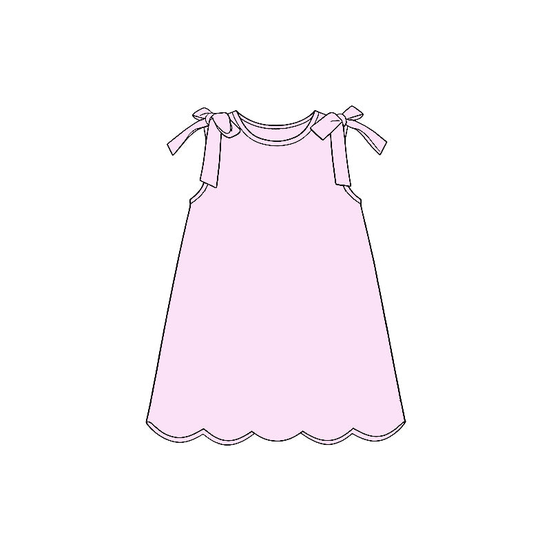 1.22 GSD3706 Pre order No Moq Baby Girls Bows Sleeveless Light Pink Scallop Knee Length Dresses
