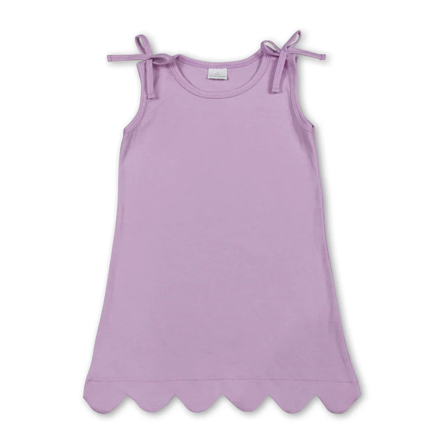 RTS Sibling Sleeveless cotton scallop girls summer dress