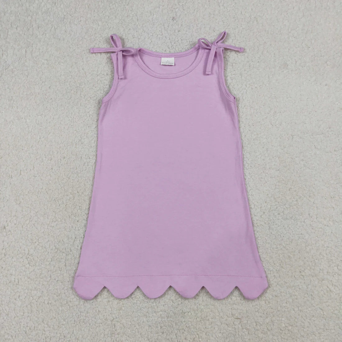 3.26 RTS Sibling Baby Girls Summer Cute Bows Sleeveless Scallop Knee Length Dresses