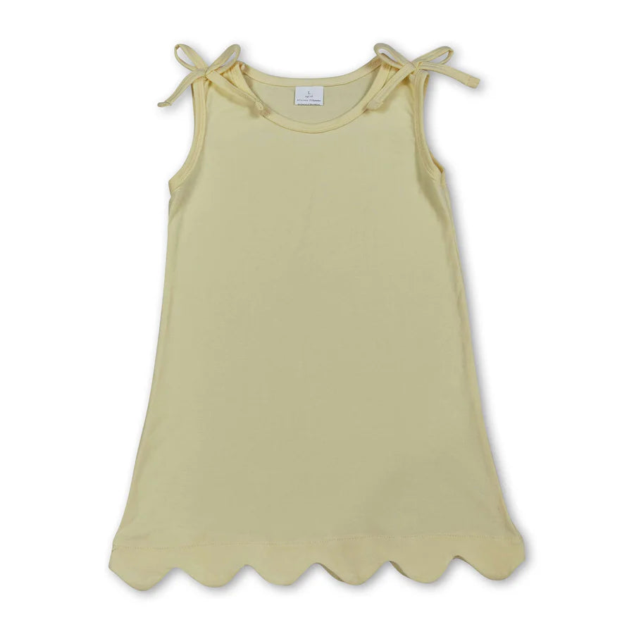 RTS Sibling Sleeveless cotton scallop girls summer dress