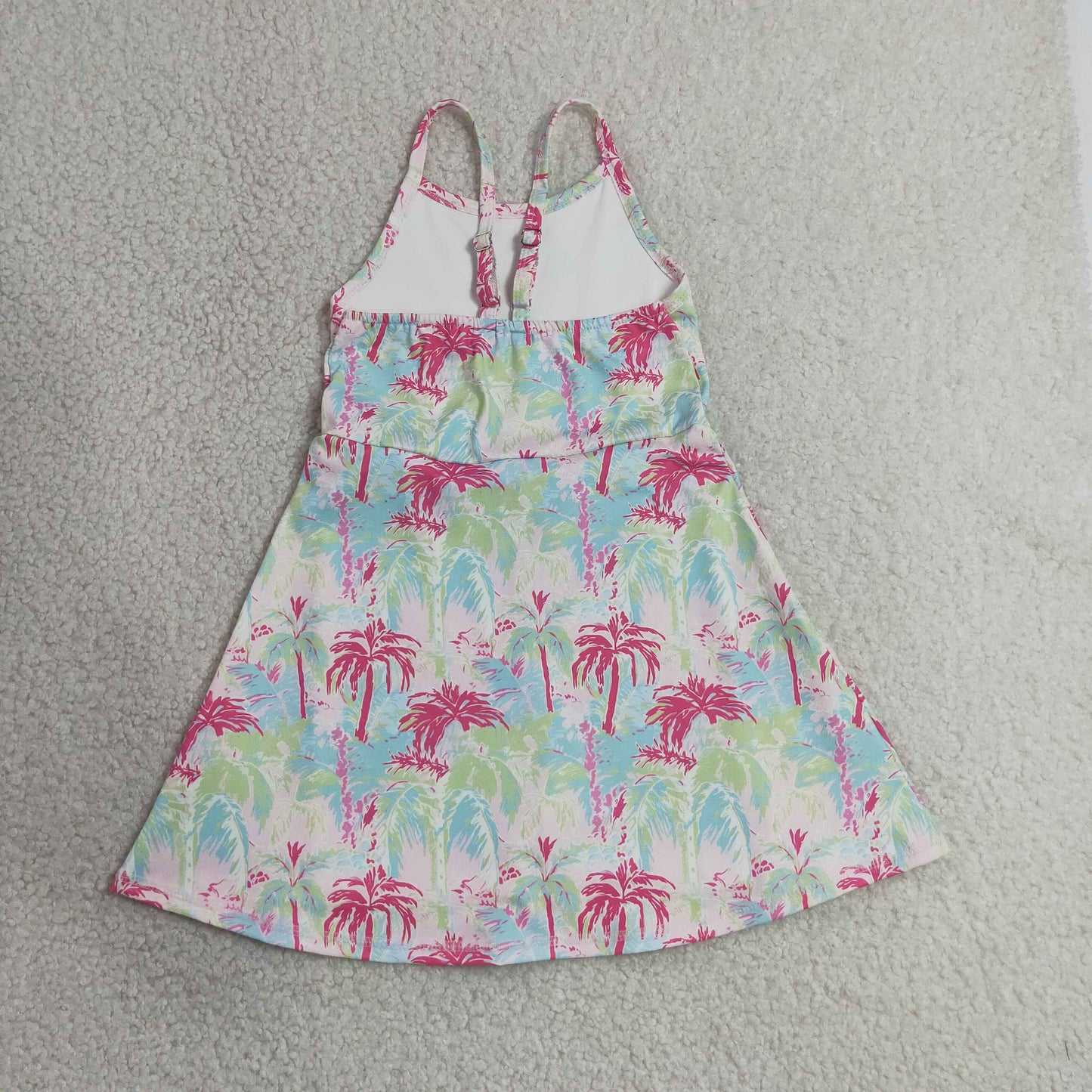 7.4 GSD3708 RTS NO MOQ （In stock）Baby Girls Strap Watercolor Beach Yoga Active Shorts Knee Length Dresses