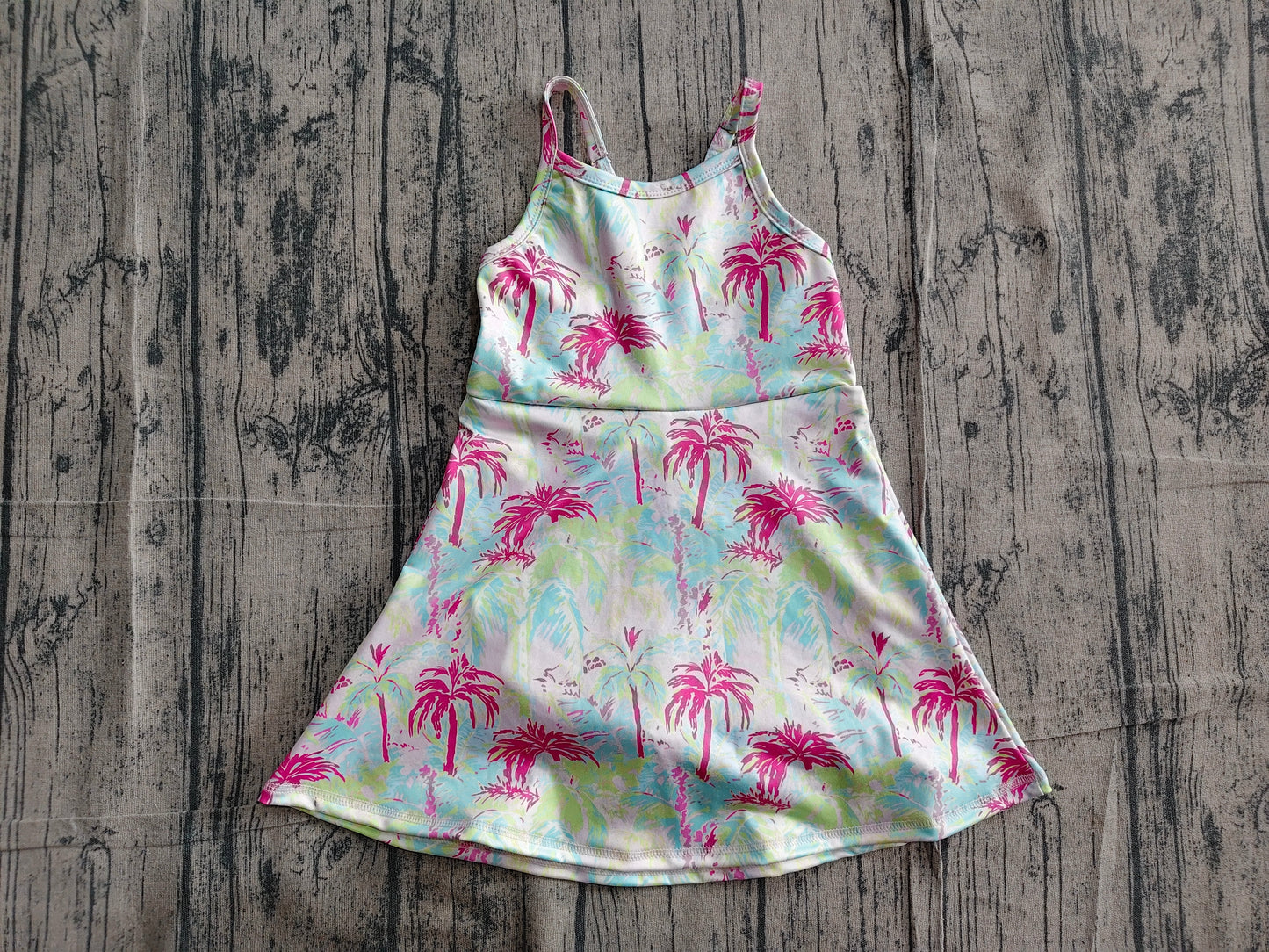 5.11 GSD3708 Sample No Moq Baby Girls Strap Watercolor Beach Yoga Active Shorts Knee Length Dresses