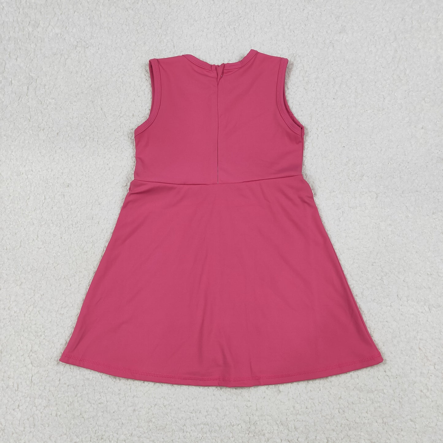 4.13 GSD3740 RTS NO MOQ （In stock）Sleeveless hot pink ruffle kids girls athletic dresses