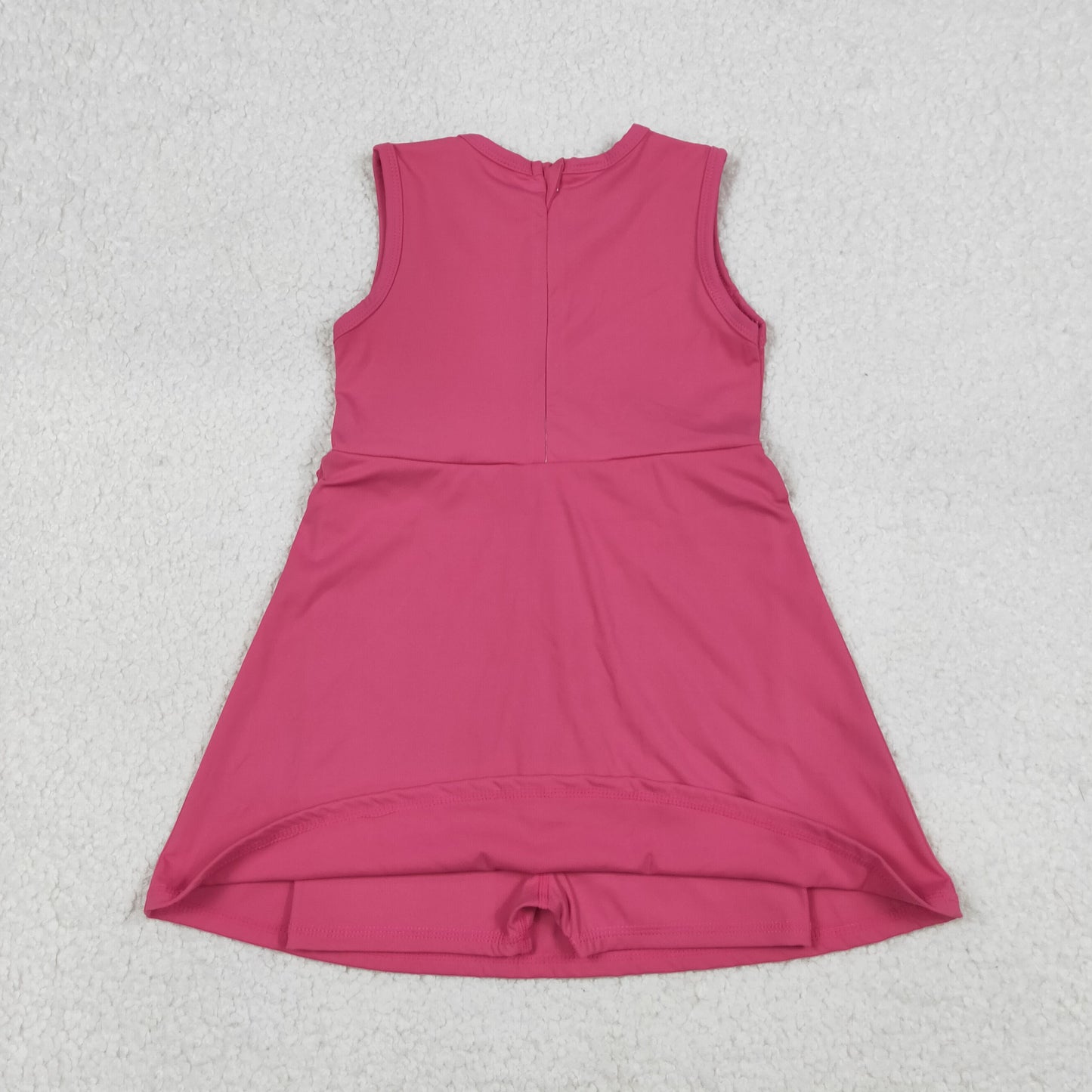 4.13 GSD3740 RTS NO MOQ （In stock）Sleeveless hot pink ruffle kids girls athletic dresses