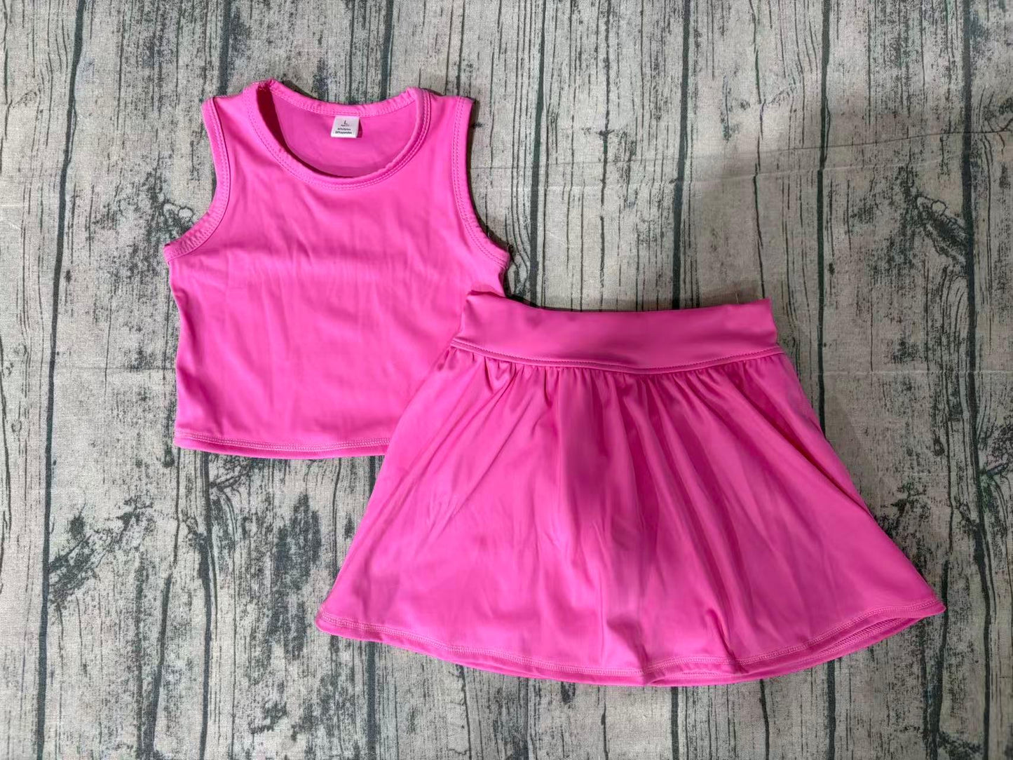 3.3 GSD3758 Sample No Moq Yoga fabric Baby Girls Summer Pink Vest Top Bows Skirt Shorts Yoga Active Clothes Set