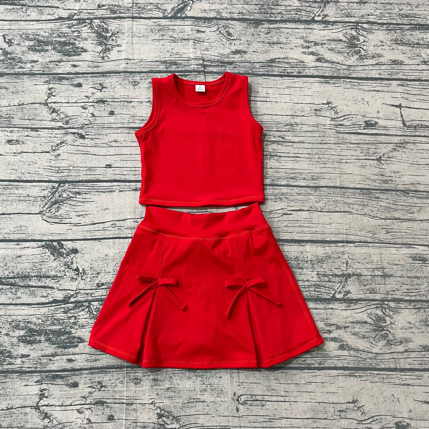 4.14 GSD3759 Sample No Moq Baby Girls Orange Vest Top Bows Skirt Shorts Yoga Active Clothes