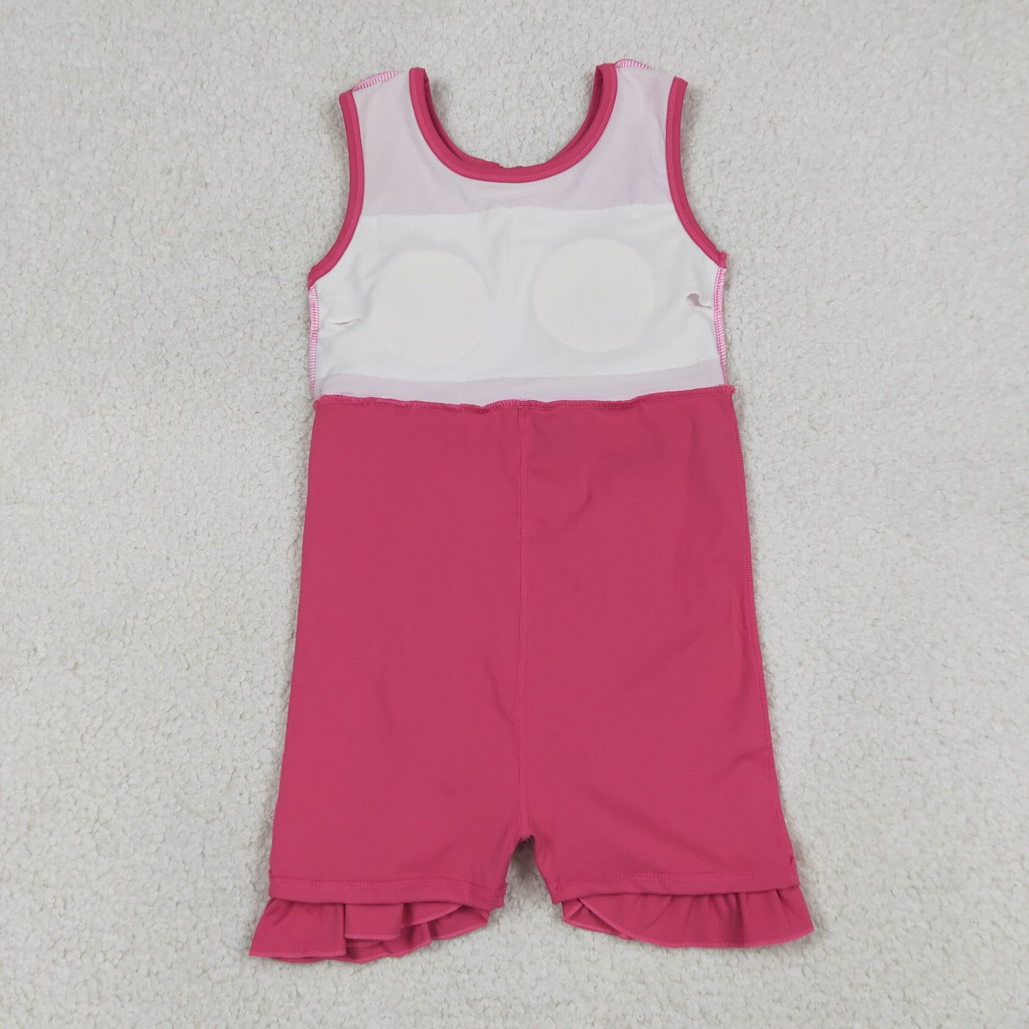 GSD3766 RTS NO MOQ （In stock）Sleeveless hot pink bow ruffle kids girls summer athletic dress