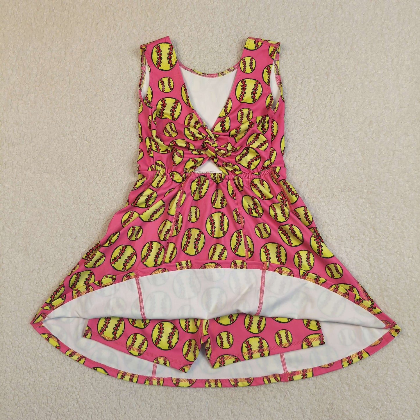 GSD3800 RTS NO MOQ （In stock ）Sleeveless softball kids girls summer athletic dresses