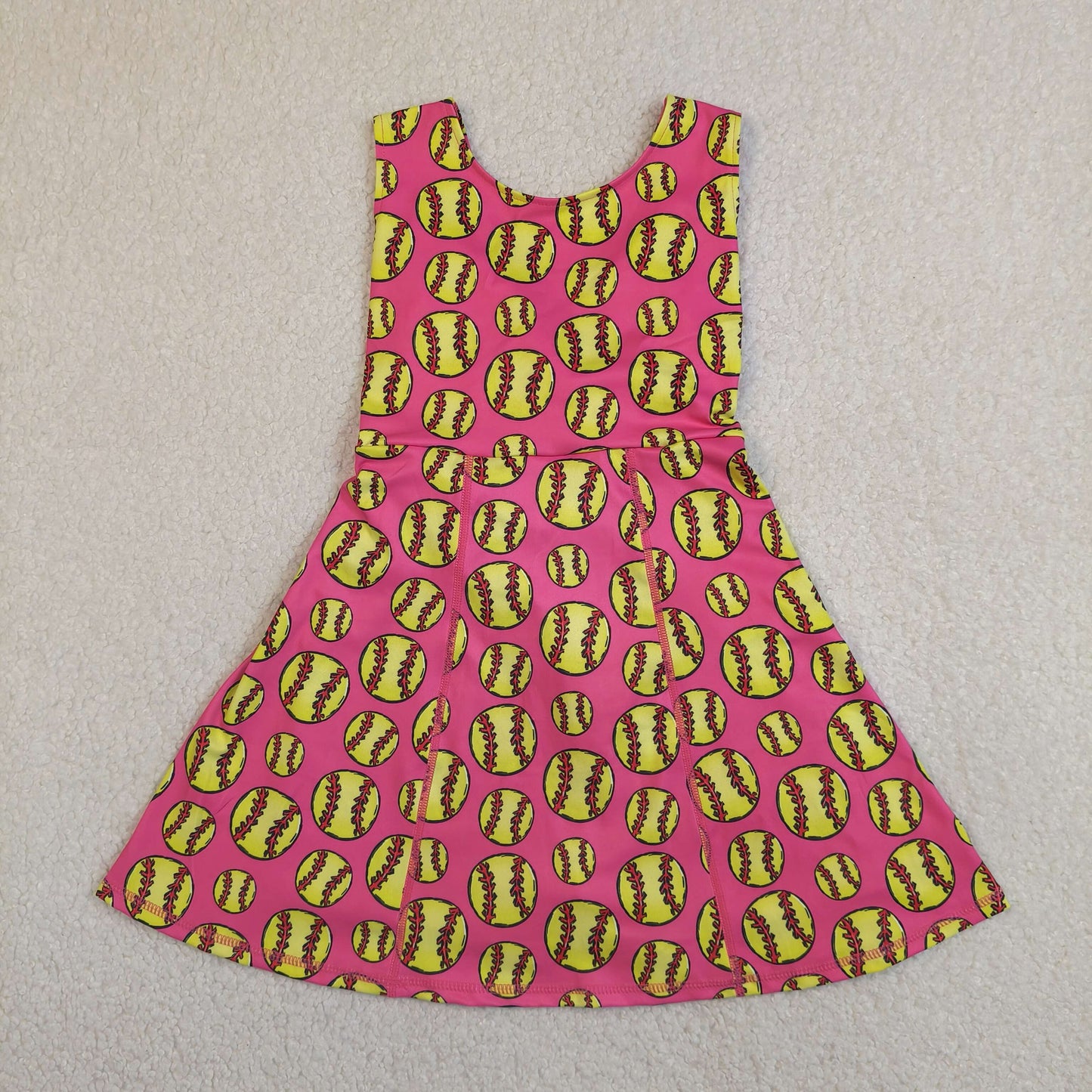 GSD3800 RTS NO MOQ （In stock ）Sleeveless softball kids girls summer athletic dresses