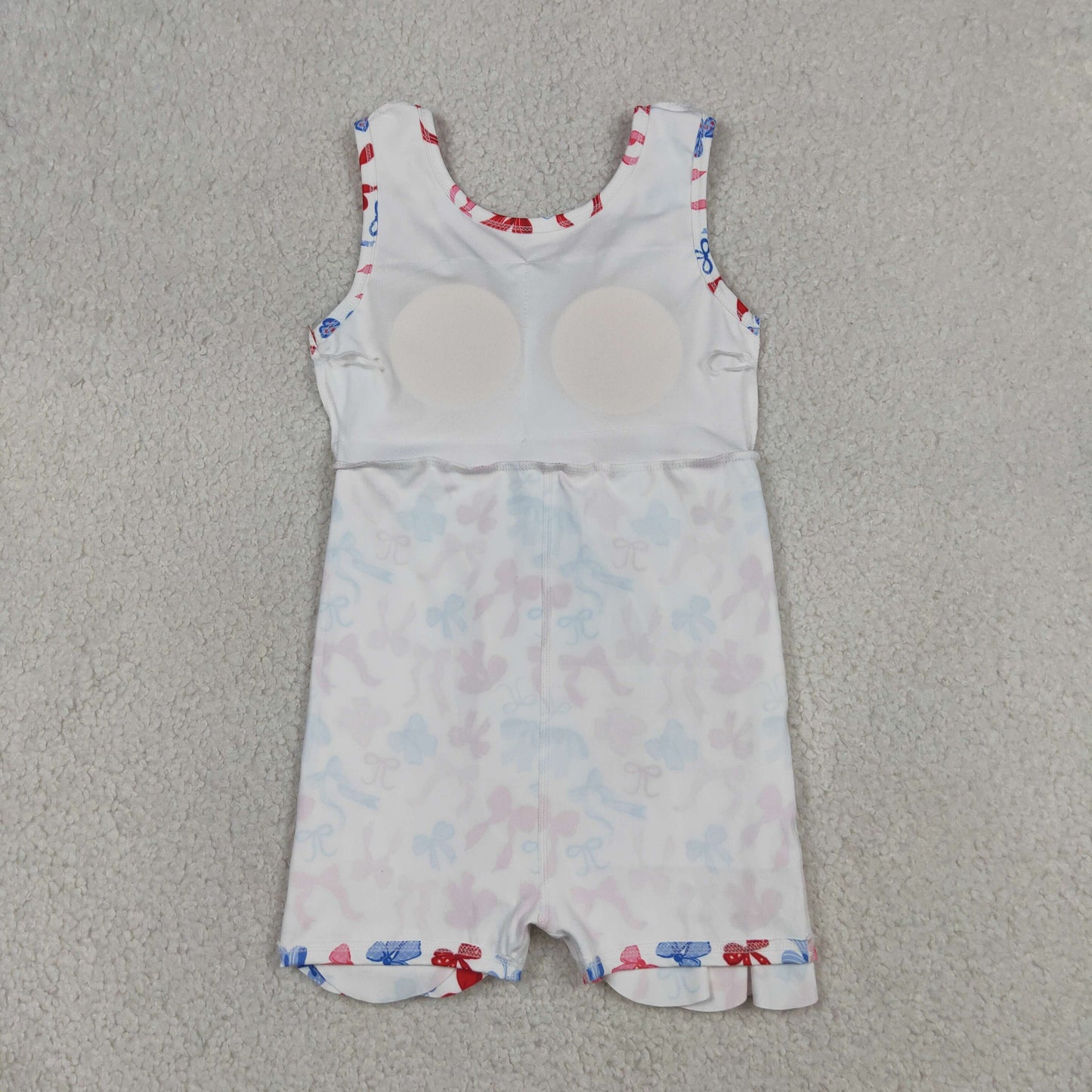 GSD3809 RTS NO MOQ （In stock）Red blue bow scallop kids girls 4th of july athletic dress（副本）