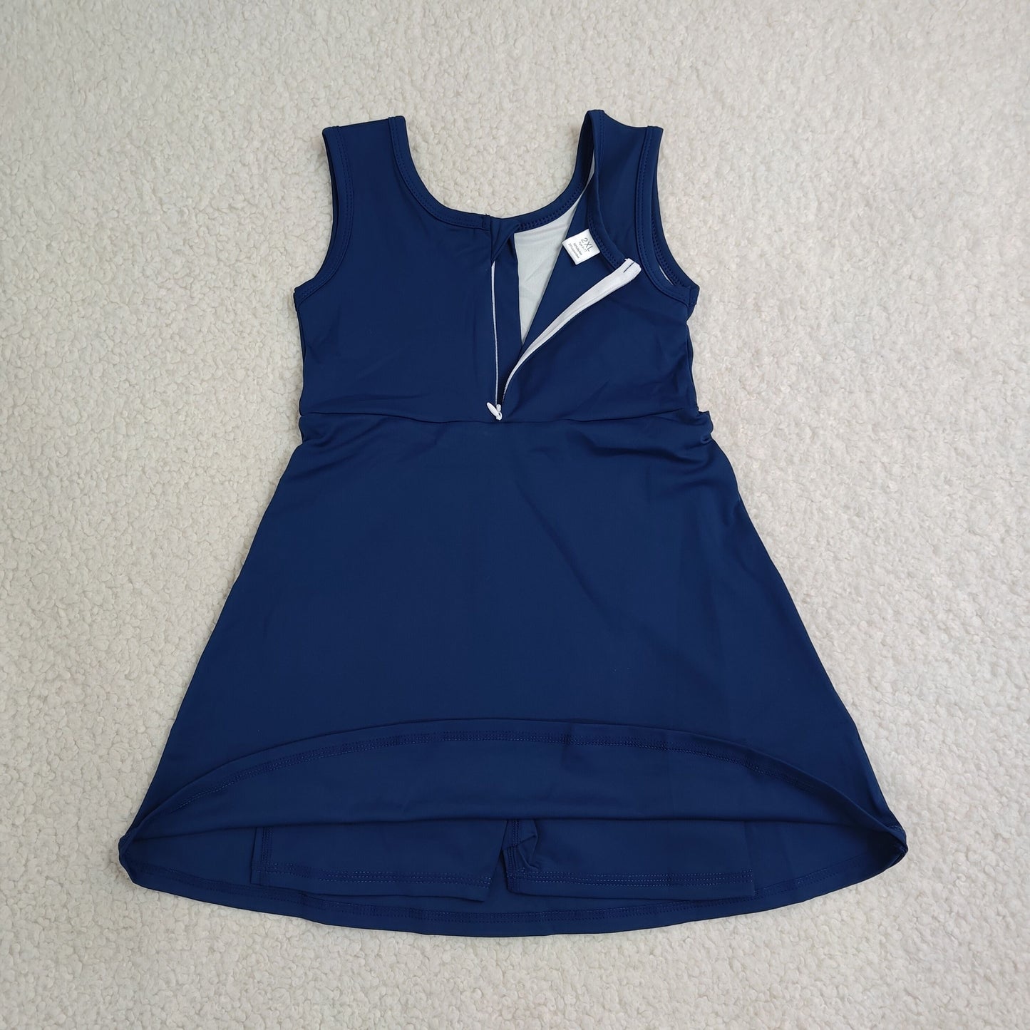 GSD3880 RTS NO MOQ （In stock）Baby Girls Navy Sleeveless Bows Yoga Active Short Knee Length Dress