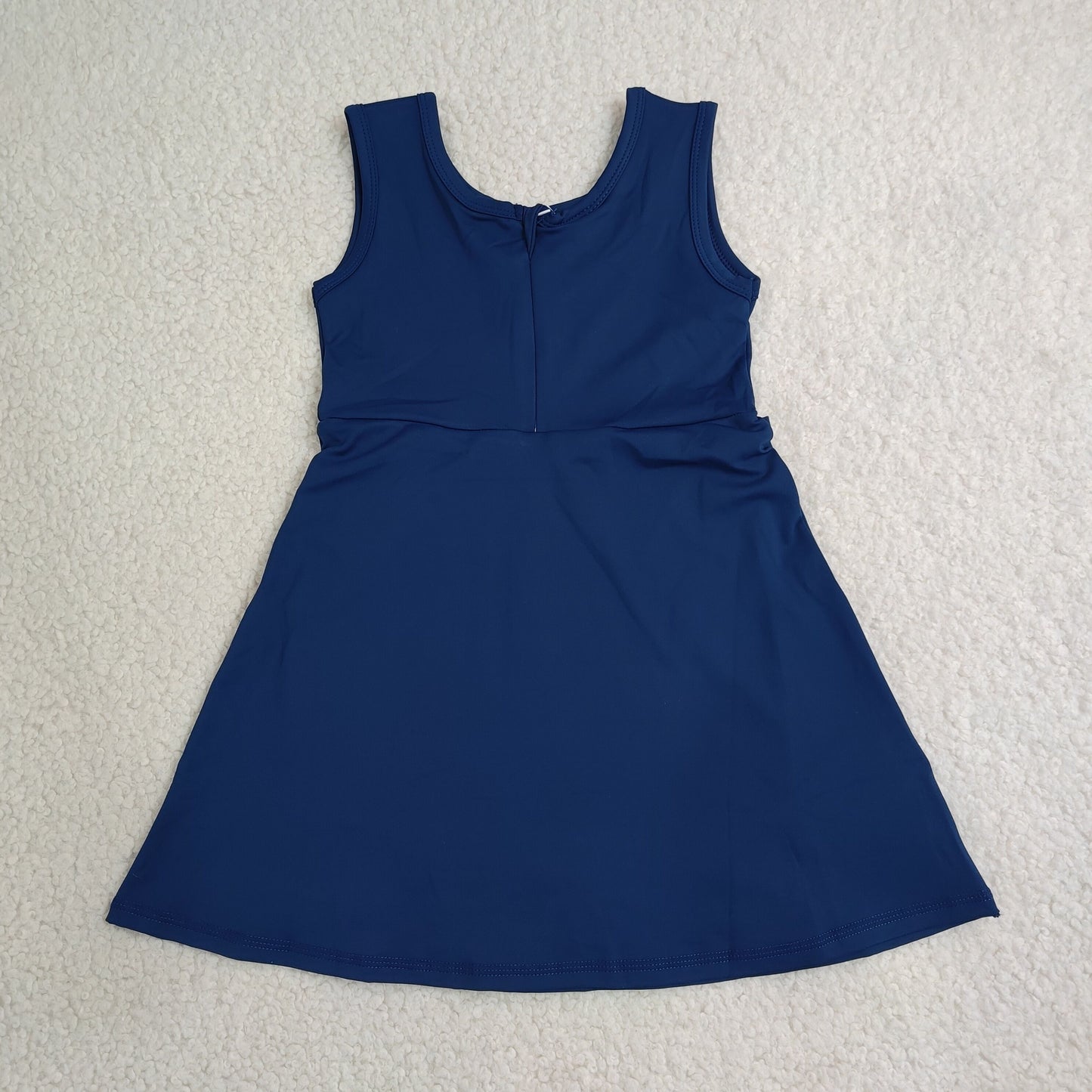 GSD3880 RTS NO MOQ （In stock）Baby Girls Navy Sleeveless Bows Yoga Active Short Knee Length Dress
