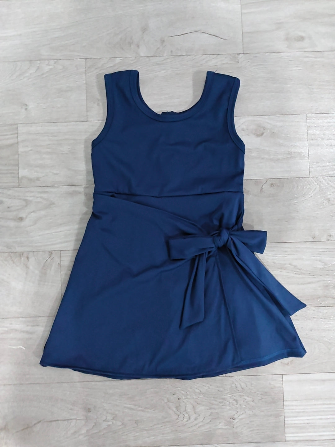 GSD3880 RTS NO MOQ （In stock）Baby Girls Navy Sleeveless Bows Yoga Active Short Knee Length Dress