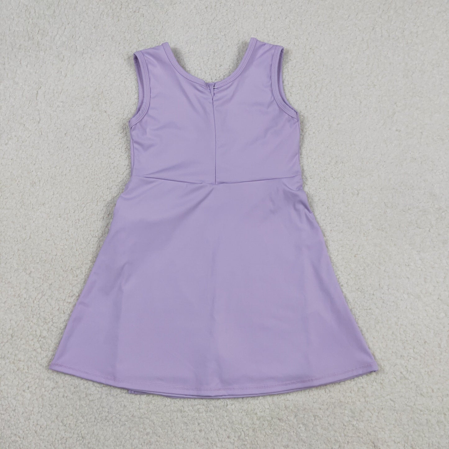 GSD3881 RTS NO MOQ （In stock ）Lavender sleeveless bow kids girls athletic dresses