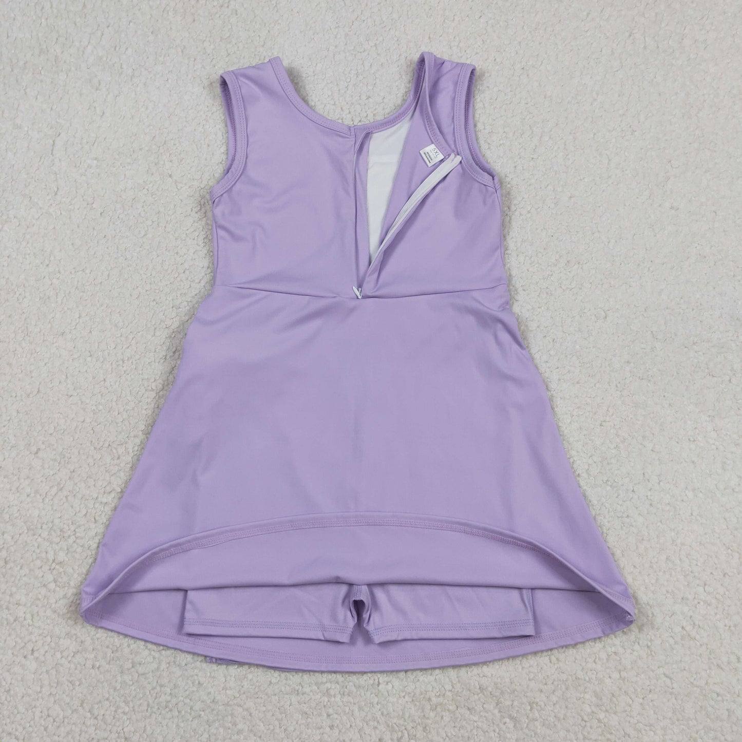 GSD3881 RTS NO MOQ （In stock ）Lavender sleeveless bow kids girls athletic dresses