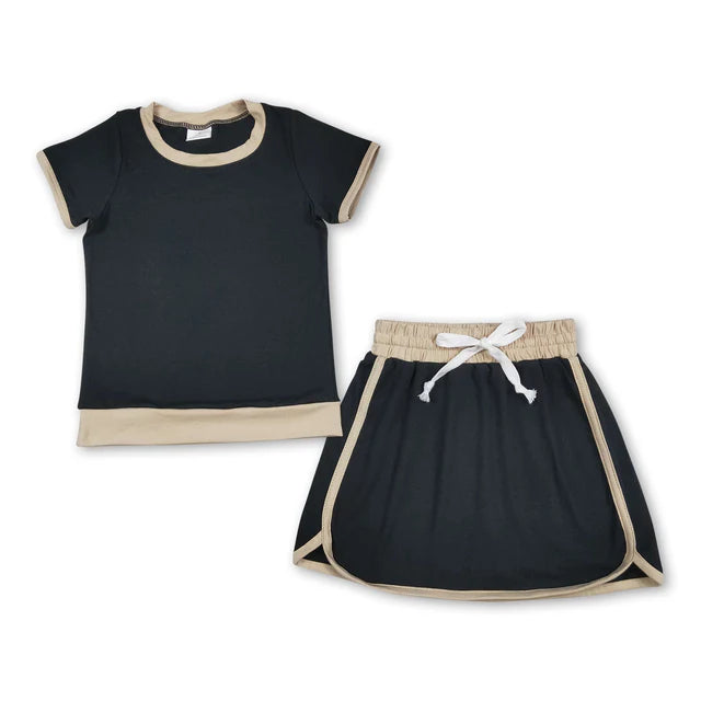 RTS Sibling Baby Girls Short Sleeve Shirts Top Skirt Short Cotton Clothes Sets