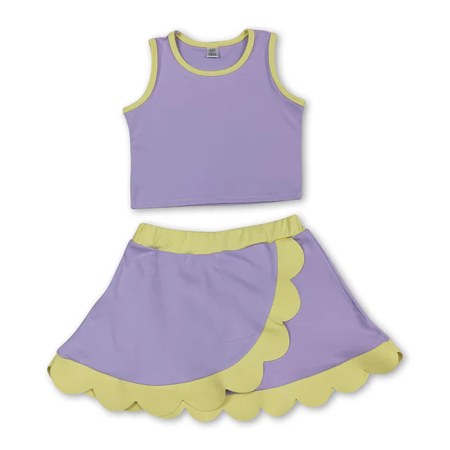 RTS Sibling Sleeveless scallop girls team active wear set
