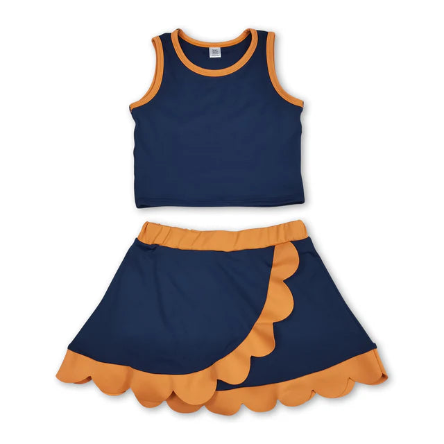 RTS Sibling Sleeveless scallop girls team active wear set