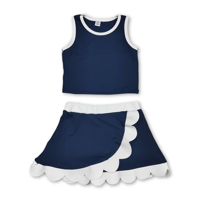 RTS Sibling Sleeveless scallop girls team active wear set