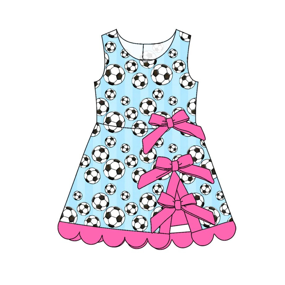 4.2 GSD4034 Pre order No Moq Baby Girls Bows Yoga Active Scallop Short Knee Length Dress