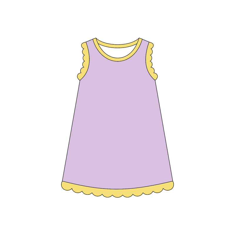 4.3 Pre order No Moq Baby Girls Sleeveless Scallop Knee Length Dresses