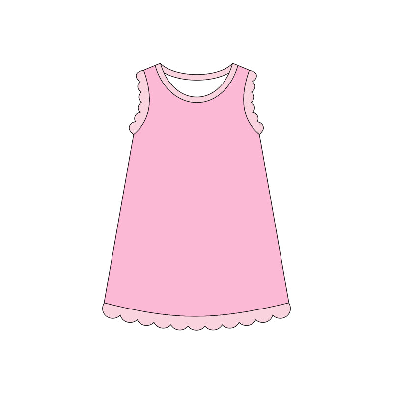 4.3 Pre order No Moq Baby Girls Sleeveless Scallop Knee Length Dresses