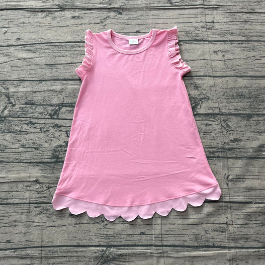 5.4 GSD4043 Sample No Moq Baby Girls Sleeveless Scallop Knee Length Dresses