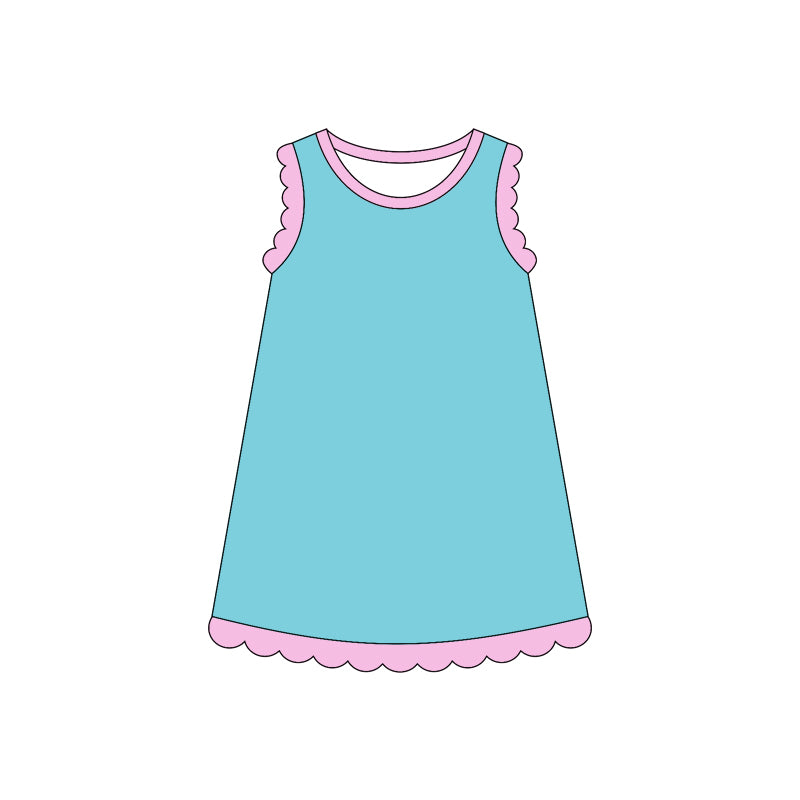 4.3 Pre order No Moq Baby Girls Sleeveless Scallop Knee Length Dresses