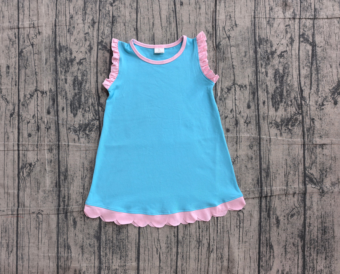 6.2 GSD4045 Sample No Moq Baby Girls Cute Sleeveless Scallop Edge Knee Length Daily Casual Dresses