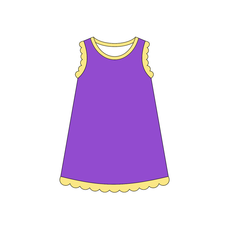 4.3 Pre order No Moq Baby Girls Sleeveless Scallop Knee Length Dresses