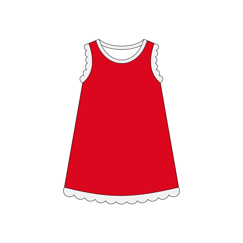 4.3 Pre order No Moq Baby Girls Sleeveless Scallop Knee Length Dresses