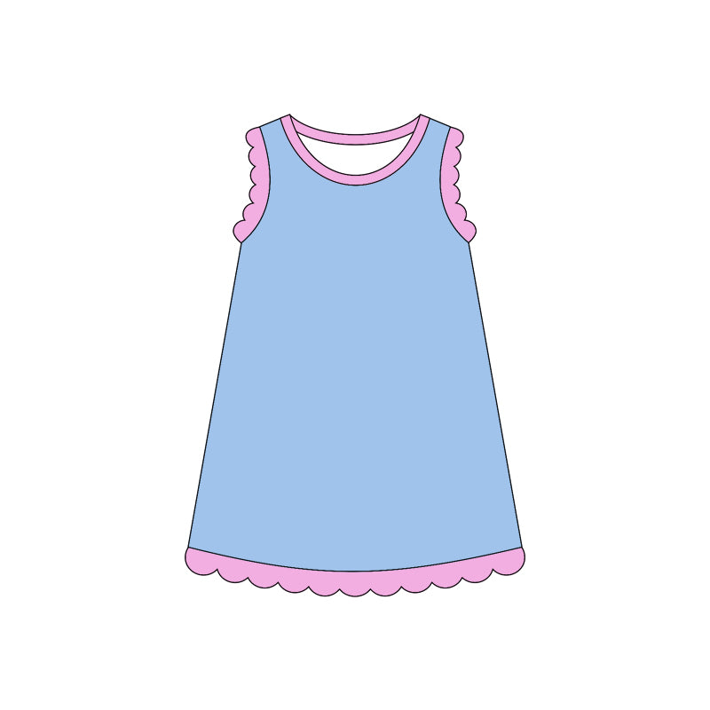 4.3 Pre order No Moq Baby Girls Sleeveless Scallop Knee Length Dresses
