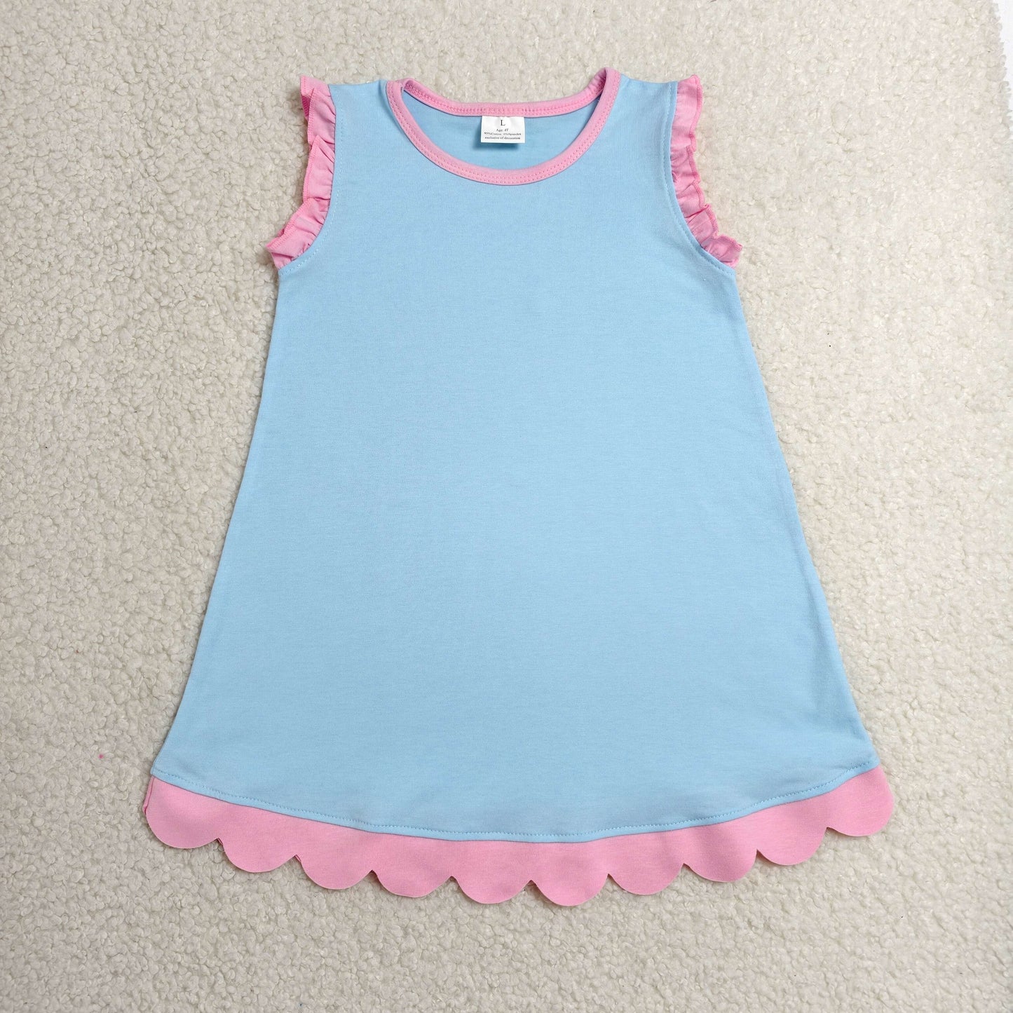 RTS Sibling Baby Girls Sleeveless Scallop Knee Length Dresses