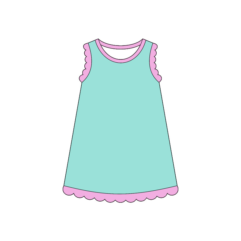 4.3 Pre order No Moq Baby Girls Sleeveless Scallop Knee Length Dresses