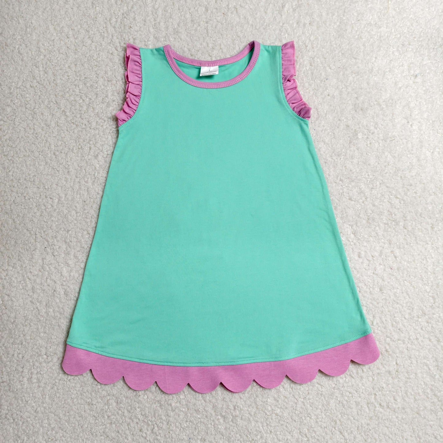 RTS Sibling Baby Girls Sleeveless Scallop Knee Length Dresses