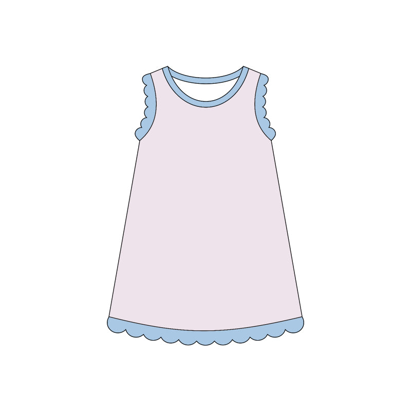 4.3 Pre order No Moq Baby Girls Sleeveless Scallop Knee Length Dresses