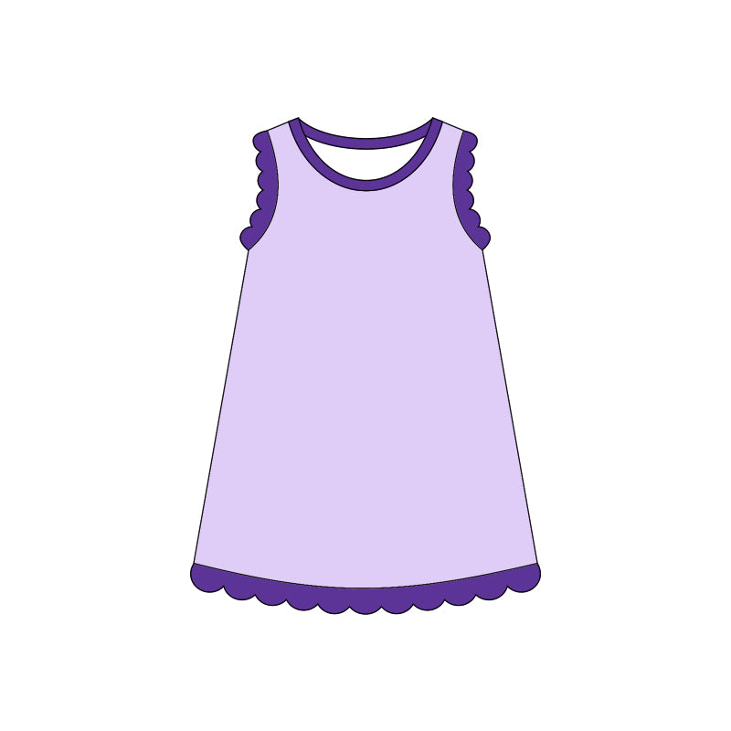 4.3 Pre order No Moq Baby Girls Sleeveless Scallop Knee Length Dresses