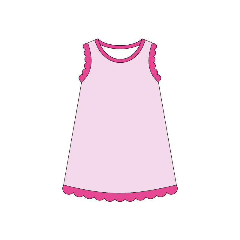 4.3 Pre order No Moq Baby Girls Sleeveless Scallop Knee Length Dresses